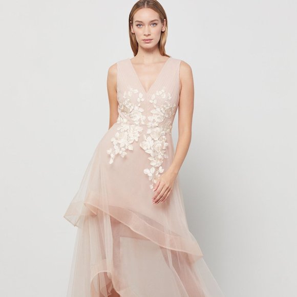 BCBGMaxAzria Dresses & Skirts - APPLIQUÉD ASYMMETRICAL GOWN